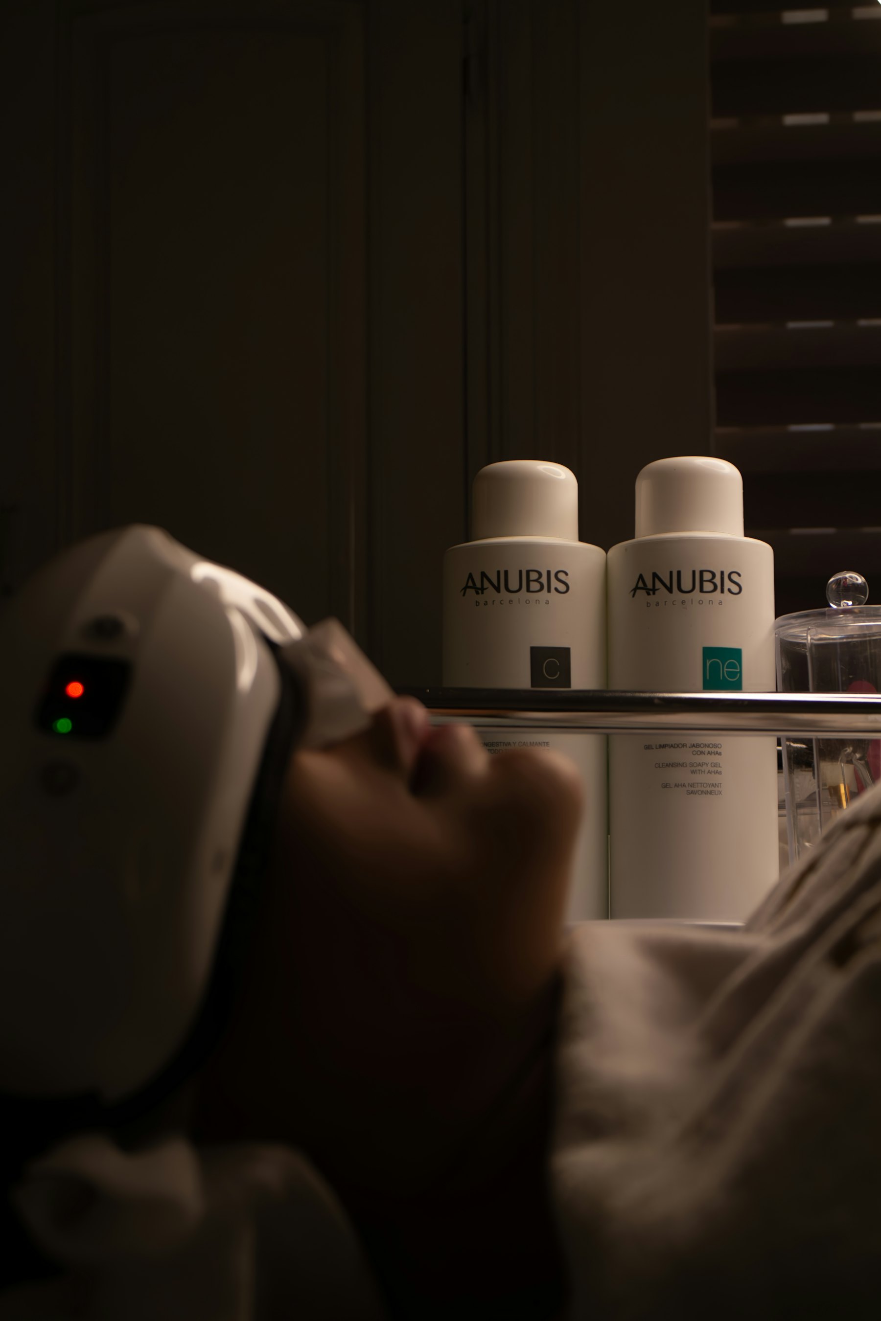 Treatment room with skincare products